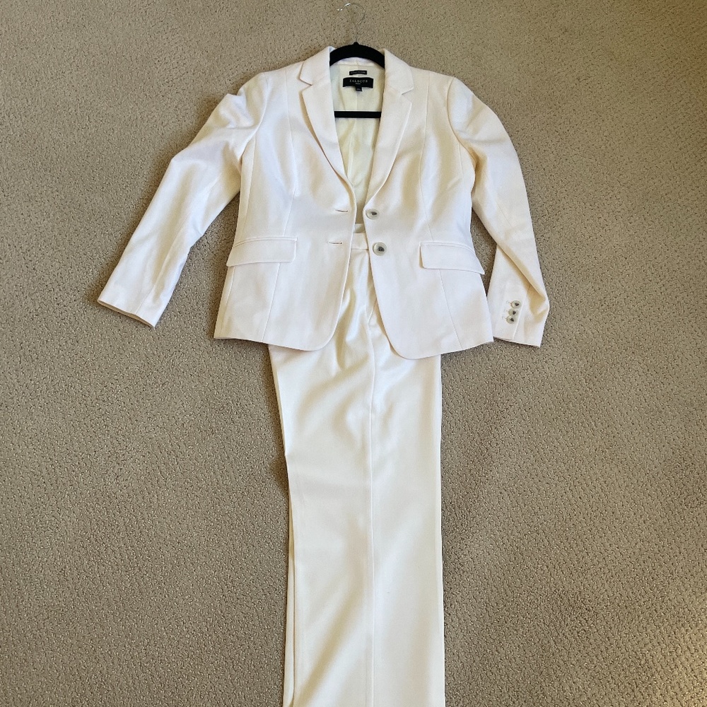 Talbots italian and Flannel ivory suit